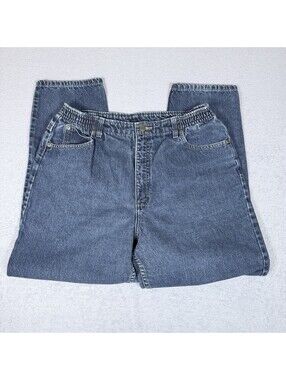 LL Bean Double Jeans Womens US 10 Blue Comfort Waist Denim High Rise 31